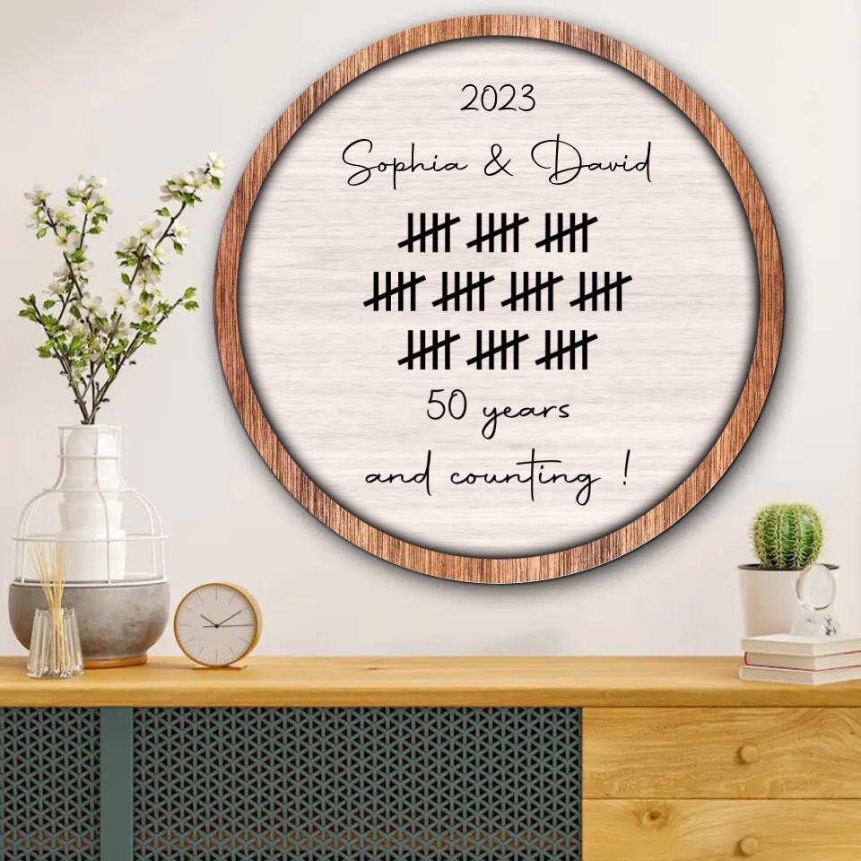 Couple Wooden Sign Many Years And Counting - Custom Wooden Art - Personalized Anniversary Gift For Couples