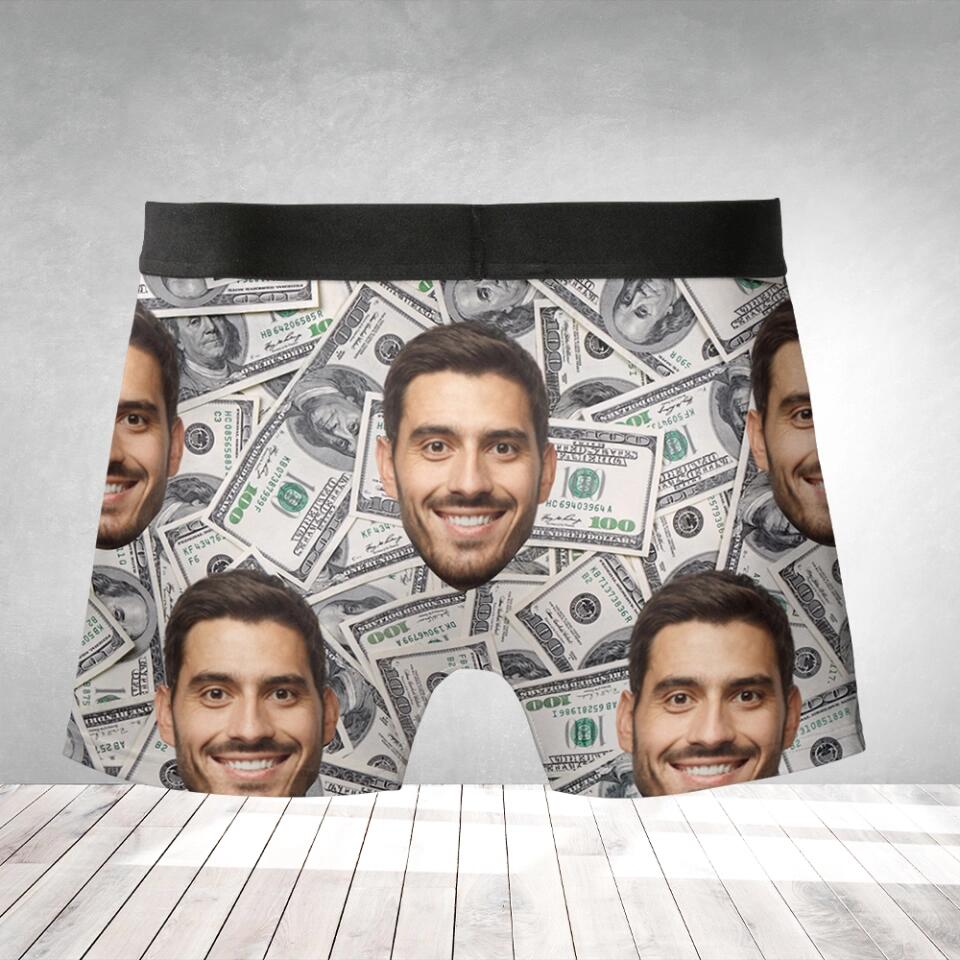 Boxer Brief Underwear with Face - Money
 - Upload Face's Image Men's Boxer - Best Gift For Friends funny Gifts - 304IHPNPMB216