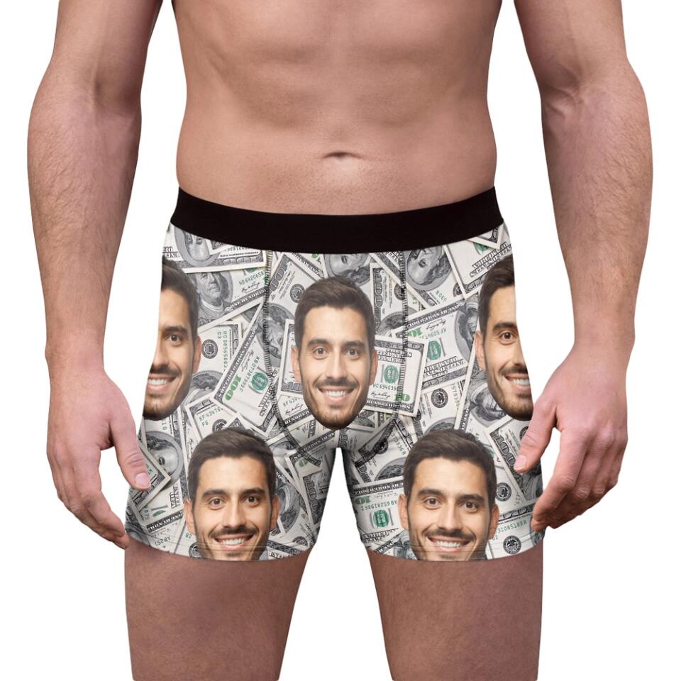 Boxer Brief Underwear with Face - Money
 - Upload Face's Image Men's Boxer - Best Gift For Friends funny Gifts - 304IHPNPMB216