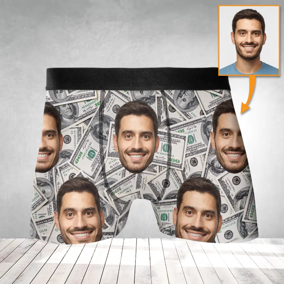 Boxer Brief Underwear with Face - Money
 - Upload Face&#39;s Image Men&#39;s Boxer - Best Gift For Friends funny Gifts - 304IHPNPMB216