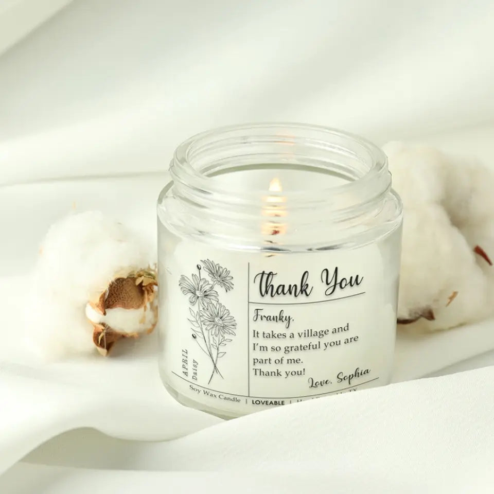 It Takes A Village And I'm Grateful You Are Part Of Me - Personalized Candle - Thank You Gift For Teacher