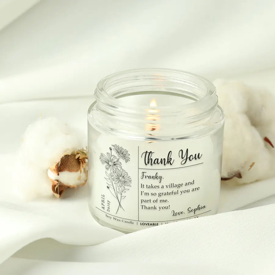 It Takes A Village And I'm Grateful You Are Part Of Me - Personalized Candle - Thank You Gift For Teacher