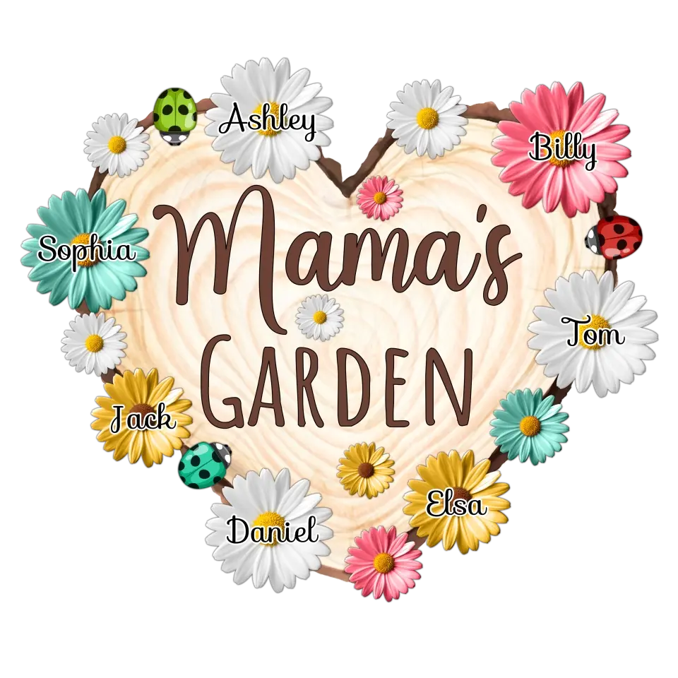 Mama's Garden's - Wood Grain And Flowers - Custom Wooden Sign - Gift for Gardening Lovers