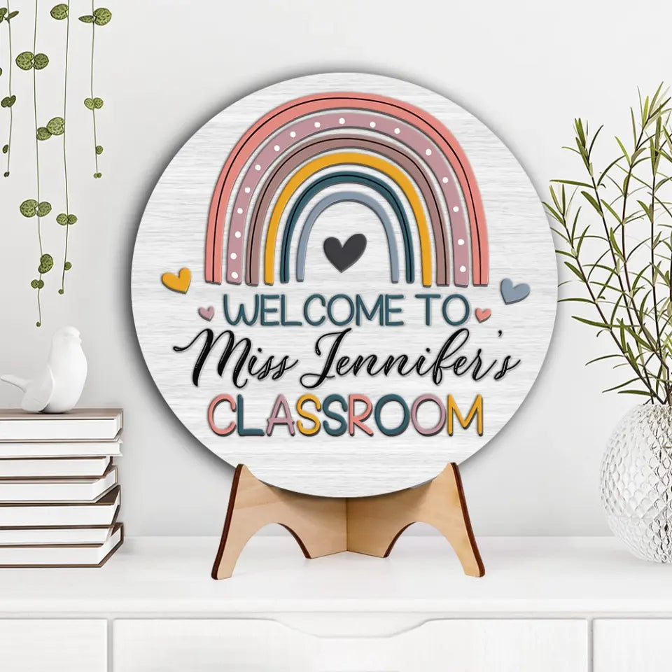 Welcome To Teacher's Classroom - Personalized Round Wooden Sign - Best Gift For Teacher Professor Mentor