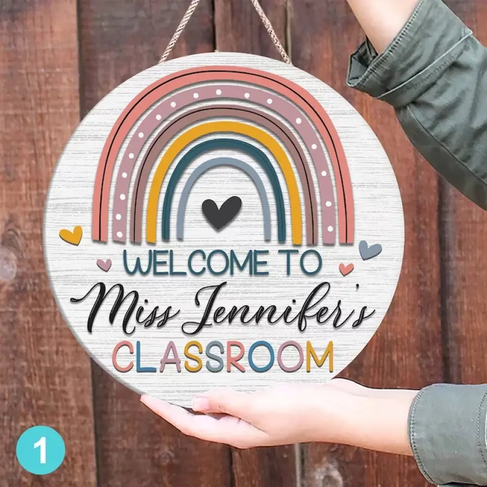 Welcome To Teacher's Classroom - Personalized Round Wooden Sign - Best Gift For Teacher Professor Mentor