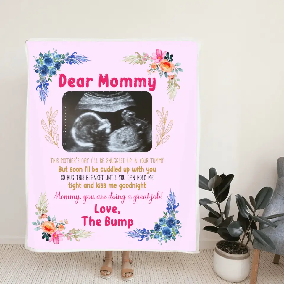 This Mother's Day I'll Be Snugged Up In Your Tummy Custom Blanket Gift For Pregnant Mom