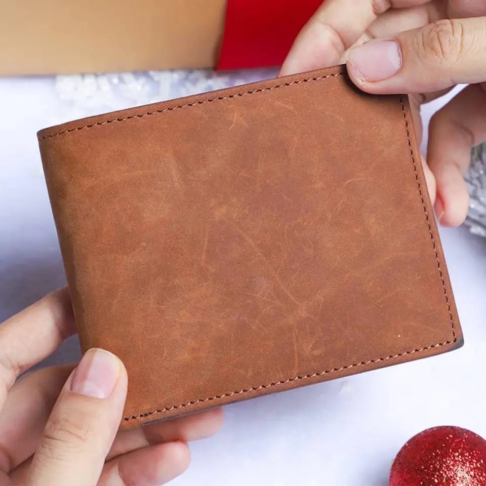 Message from Daughter-in-law to Father-in-law - Thank You for Raising the Man of My Dreams - Leather Wallet - Money Holder - for Men - Wedding Gift - Birthday Gift for Dad-in-law - 304ICNTLLW515