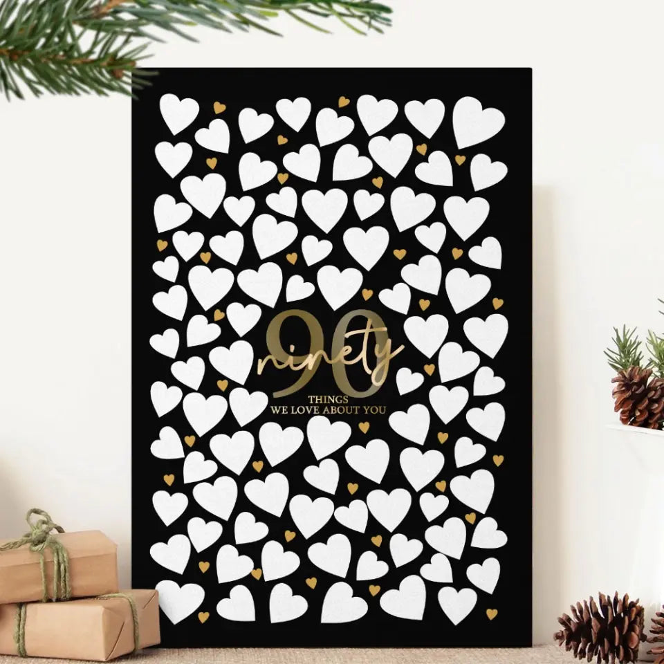 Write Your Own 40 50 60 70 80 90 Things We Love About You - Canvas Poster Wall Art - Best Birthday Gift For Family - For Older Parents/Grandparents