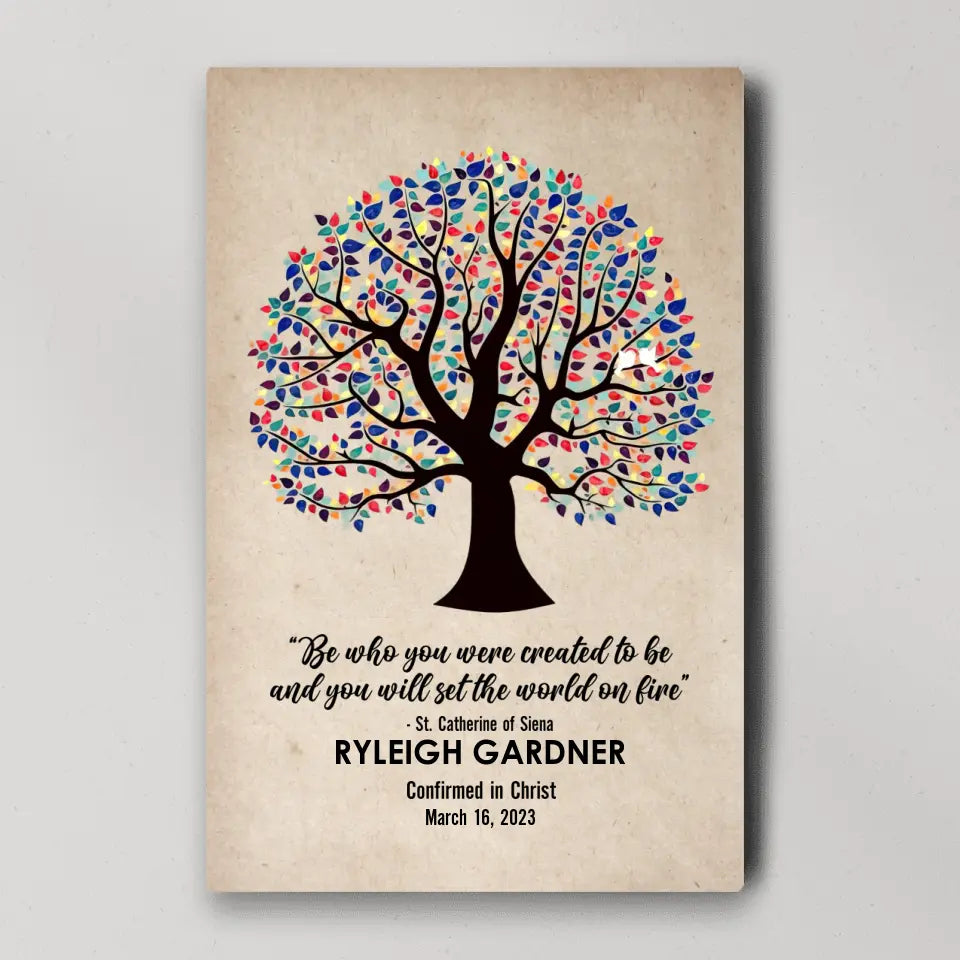 Be Who You Were Created To Be Vintage Tree - Custom Canvas Poster - Confirmation Gift