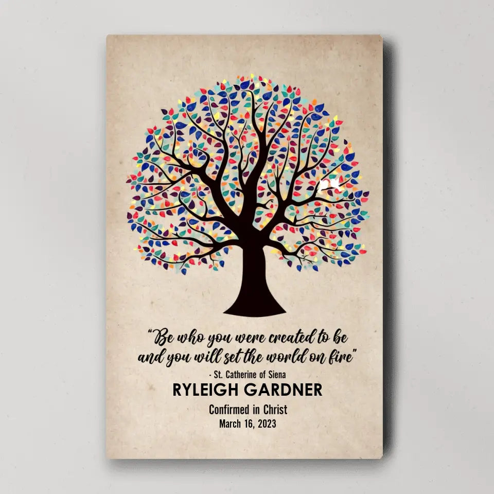 Be Who You Were Created To Be Vintage Tree - Custom Canvas Poster - Confirmation Gift