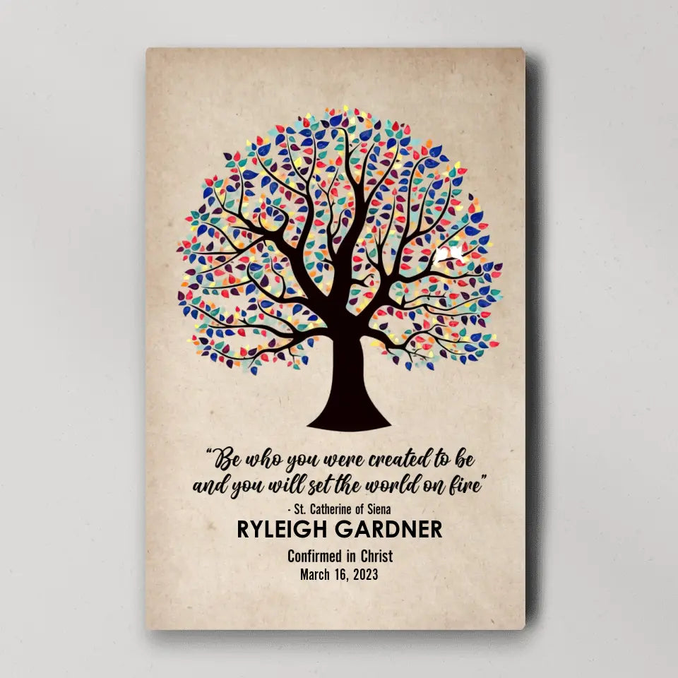 Be Who You Were Created To Be Vintage Tree - Custom Canvas Poster - Confirmation Gift