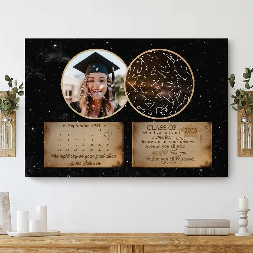 The Night Sky On Your Graduation - Custom Canvas Poster - Graduation Gift For Daughter For Son