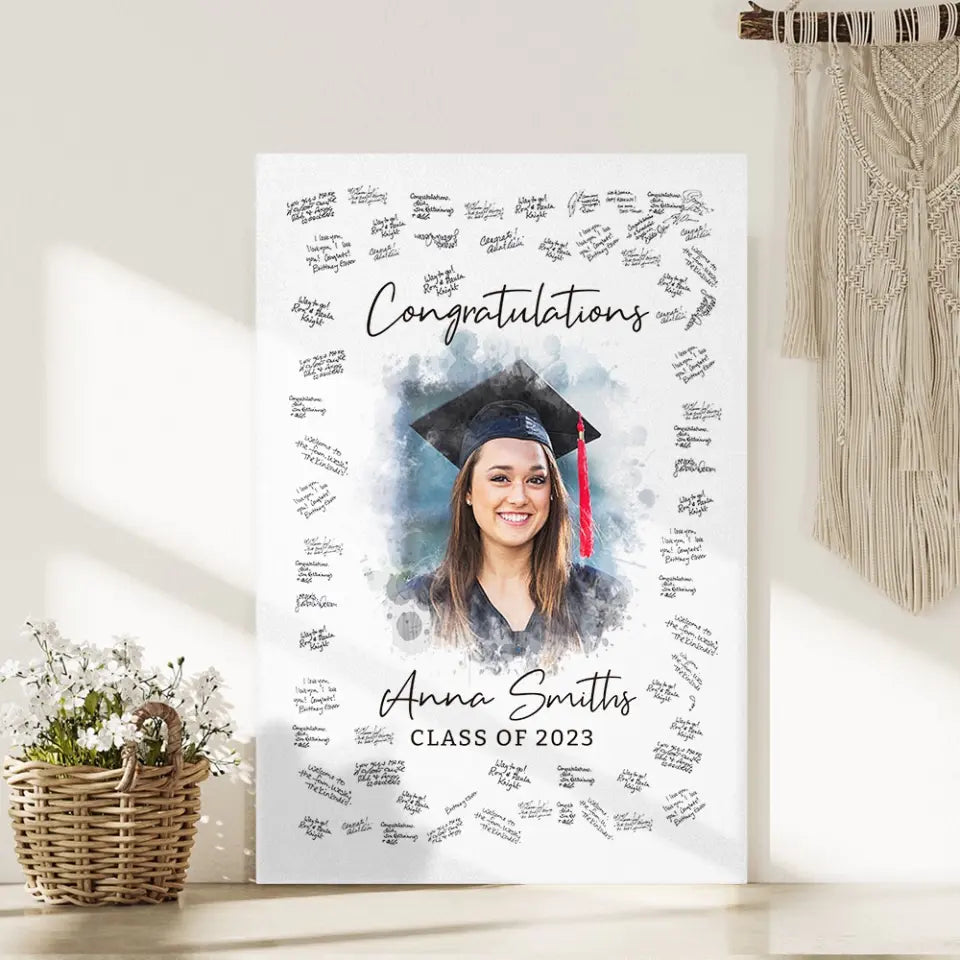 Congratulations 2025 Guest Artwork To Sign - Custom Canvas Poster - Graduation Gifts