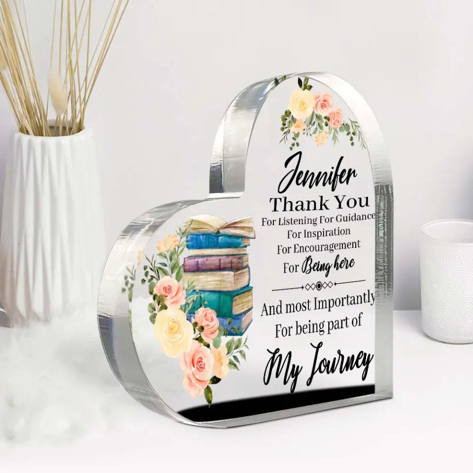Thank You For Listening For Guidance For Inspiration For Encouragement For Being Here - Personalized Heart-shaped Plaque - Best Gift For Boss/Principal/ Teacher/Mentor/Professor On Anniversary -  304IHPTLAP508