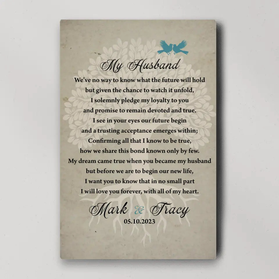 Wedding Vows Canvas - My Dream Came True - Wedding Wall Decoration - Gift for Bride & Groom
