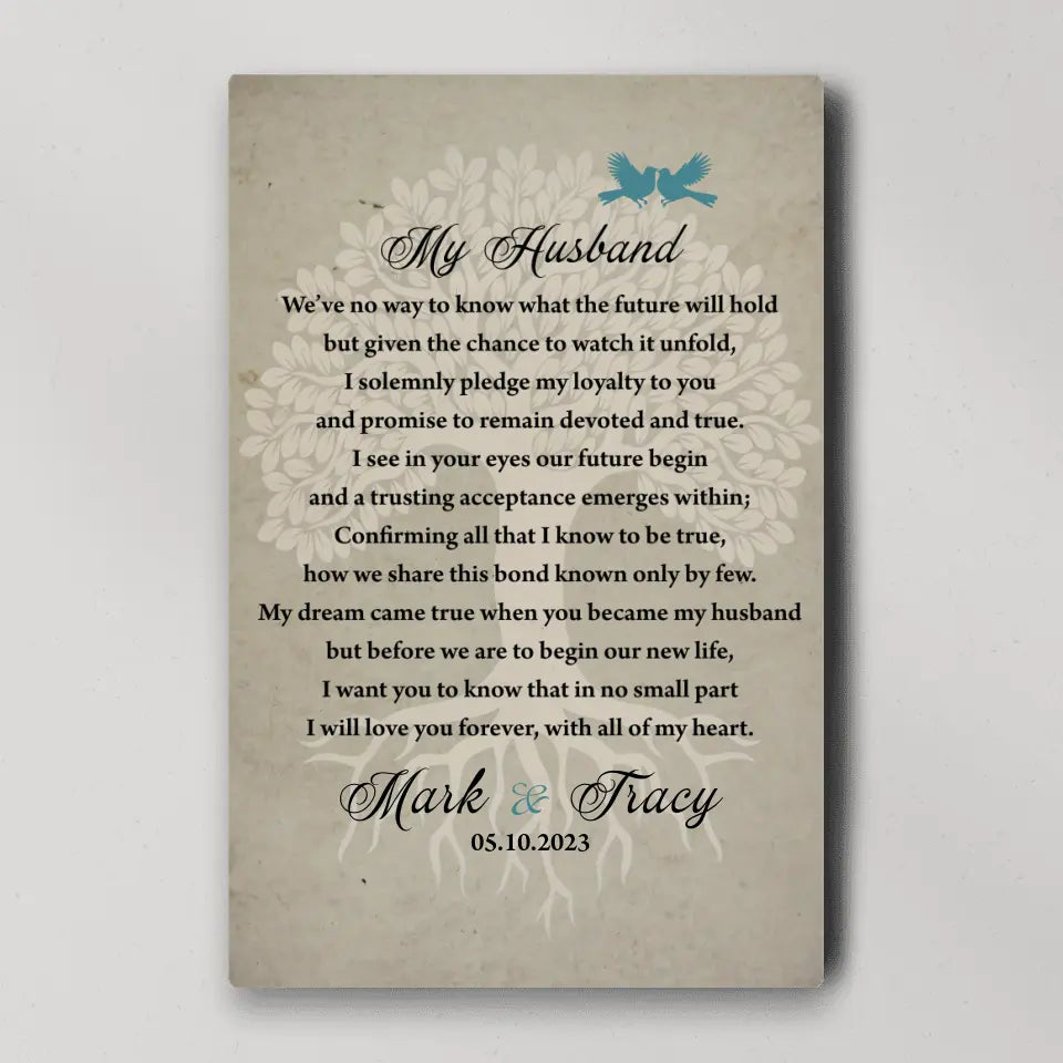 Wedding Vows Canvas - My Dream Came True - Wedding Wall Decoration - Gift for Bride & Groom
