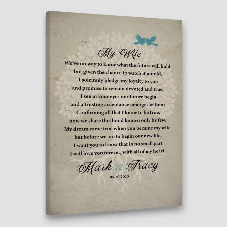 Wedding Vows Canvas - My Dream Came True - Wedding Wall Decoration - Gift for Bride & Groom