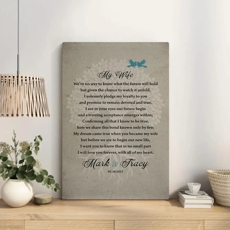 Wedding Vows Canvas - My Dream Came True - Wedding Wall Decoration - Gift for Bride & Groom