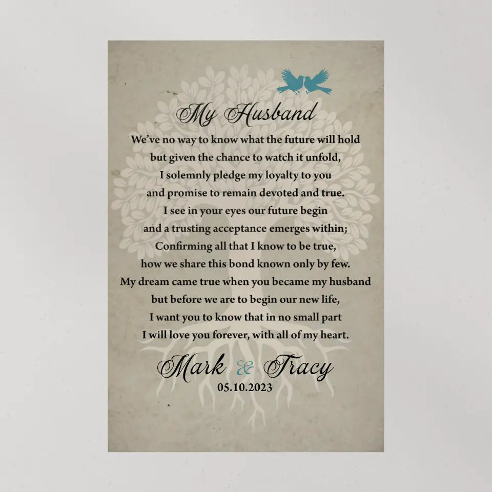 Wedding Vows Canvas - My Dream Came True - Wedding Wall Decoration - Gift for Bride & Groom