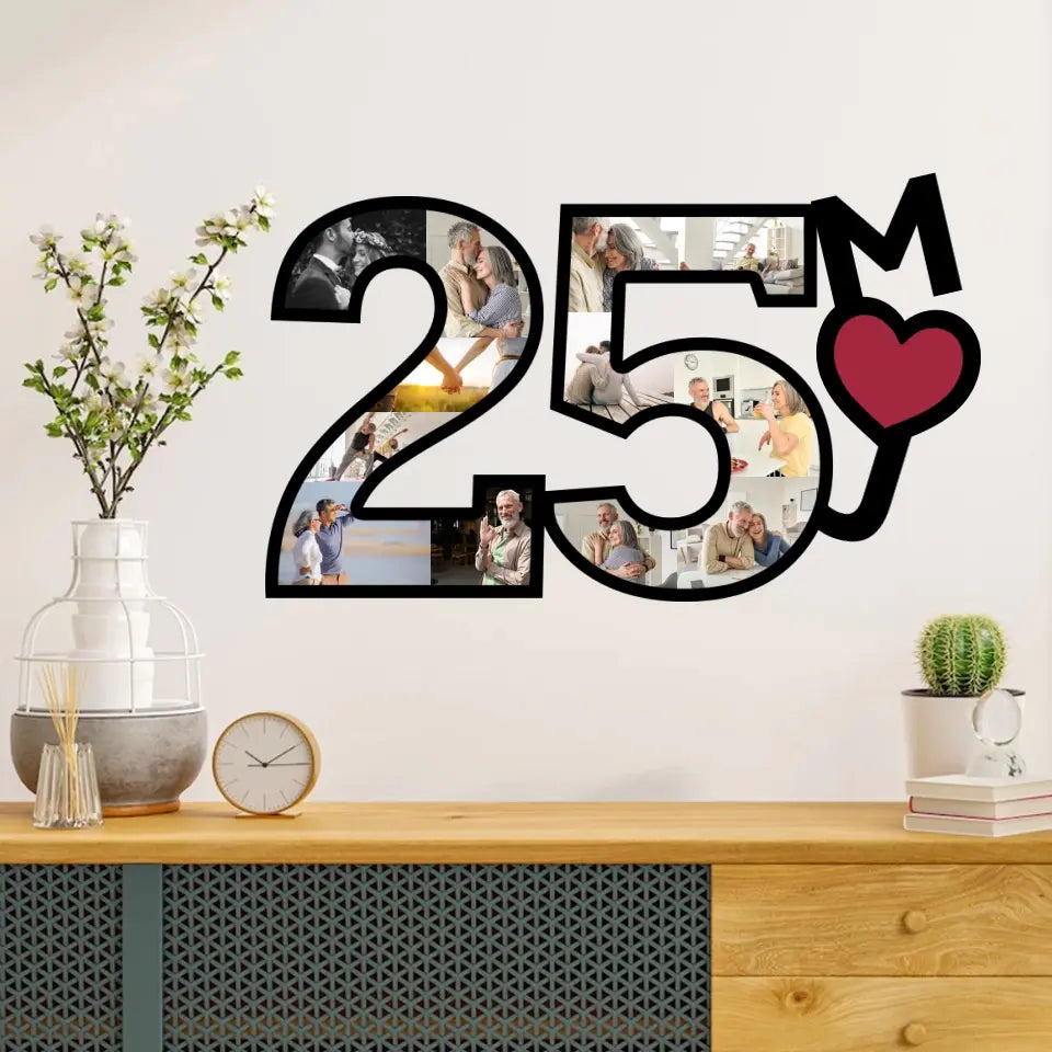 Couple Wooden Sign 25 Years Anniversary Of Marriage Custom Wooden Art Anniversary Gift For Couples