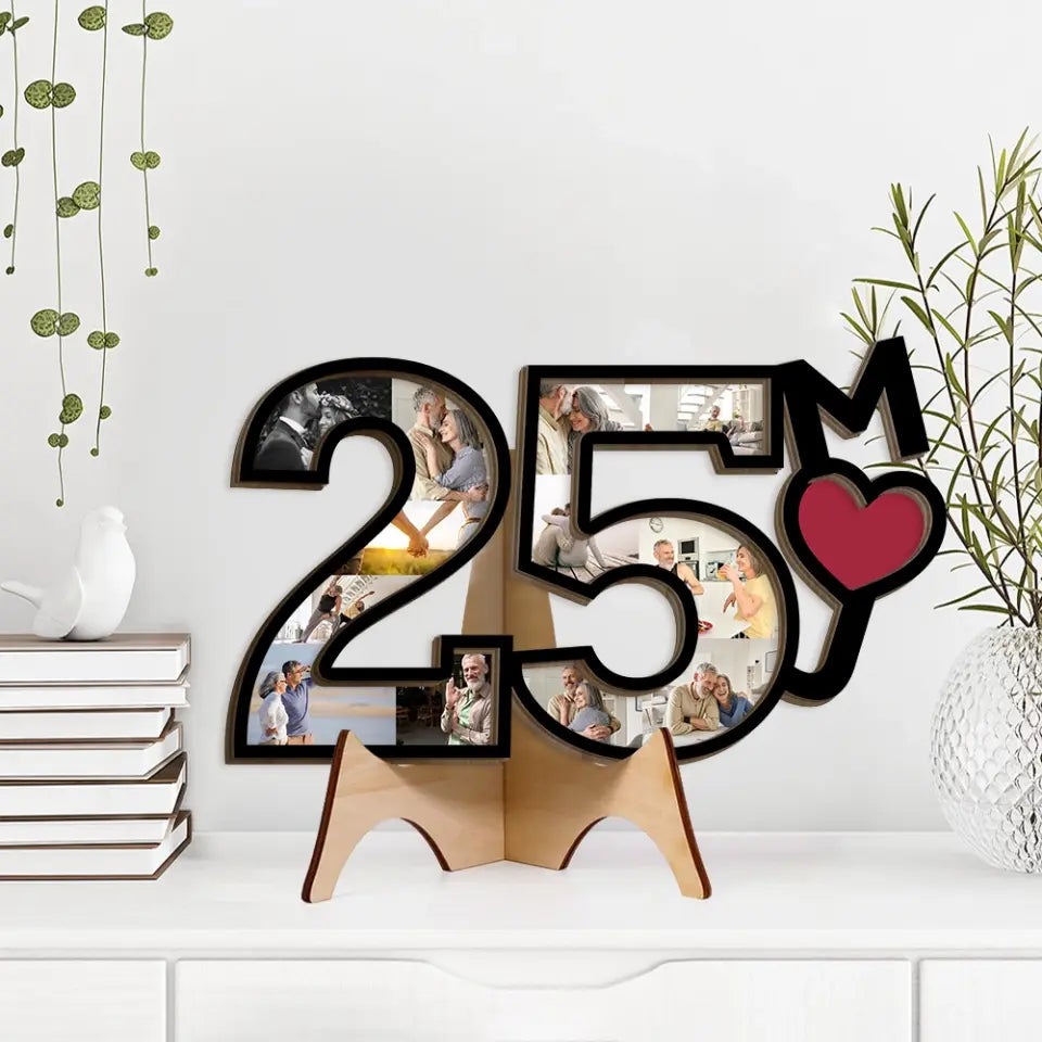 Couple Wooden Sign 25 Years Anniversary Of Marriage Custom Wooden Art Anniversary Gift For Couples