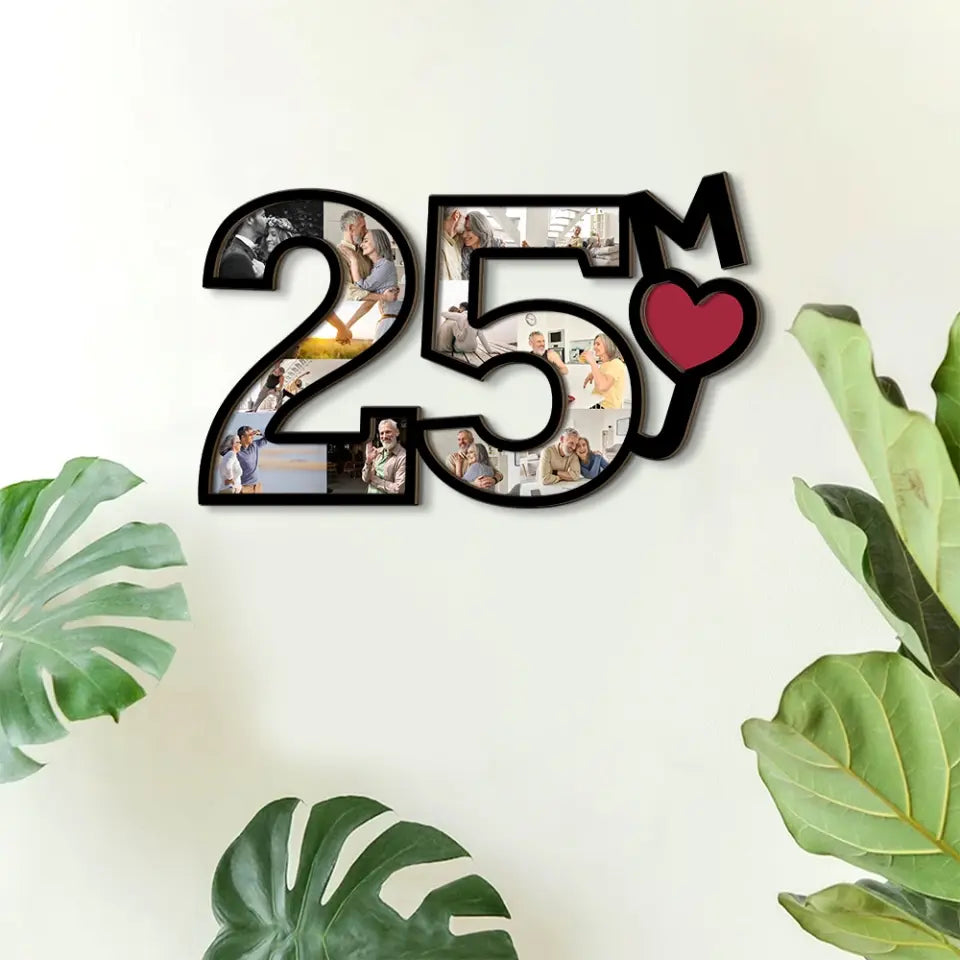 Couple Wooden Sign 25 Years Anniversary Of Marriage Custom Wooden Art Anniversary Gift For Couples