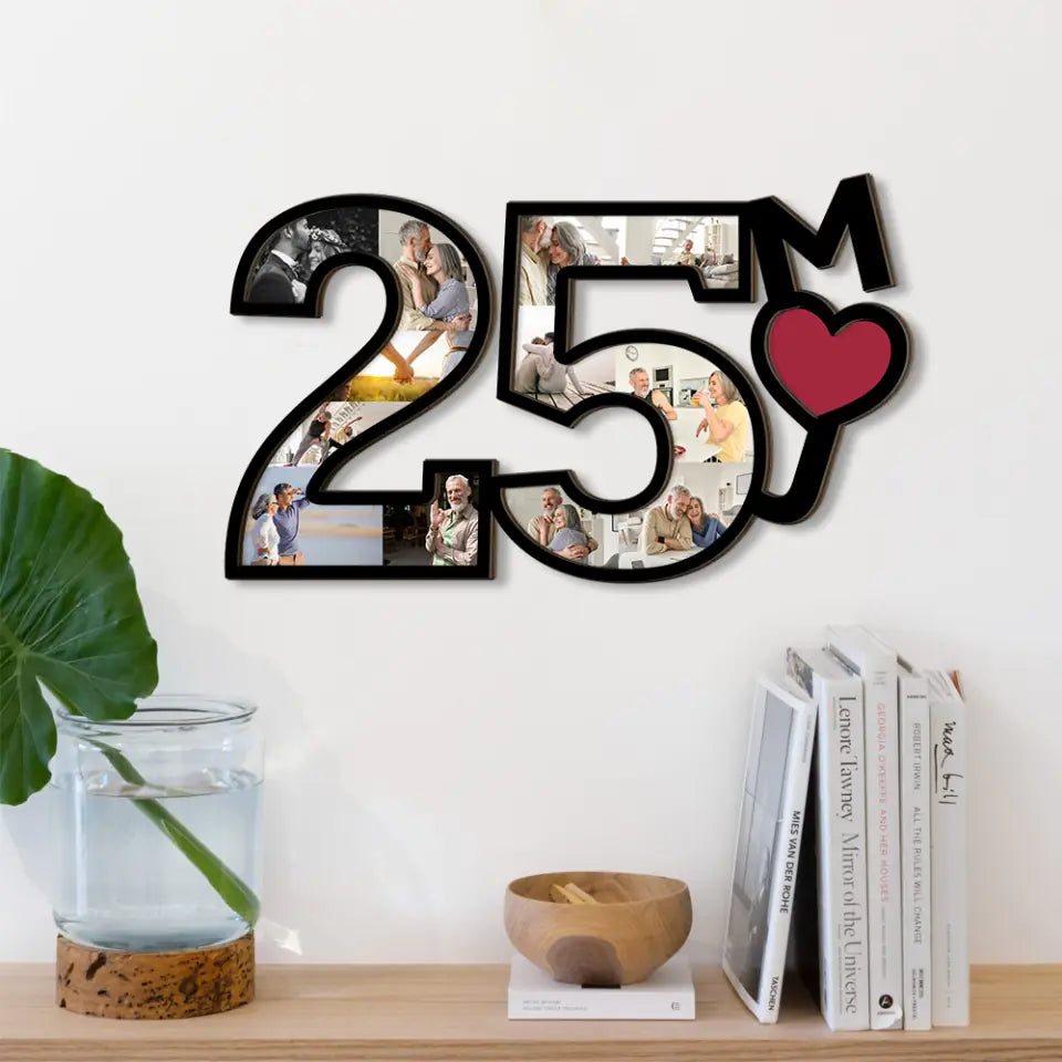 25 Years Anniversary Of Marriage Custom Wooden Art Anniversary Gift For Couples