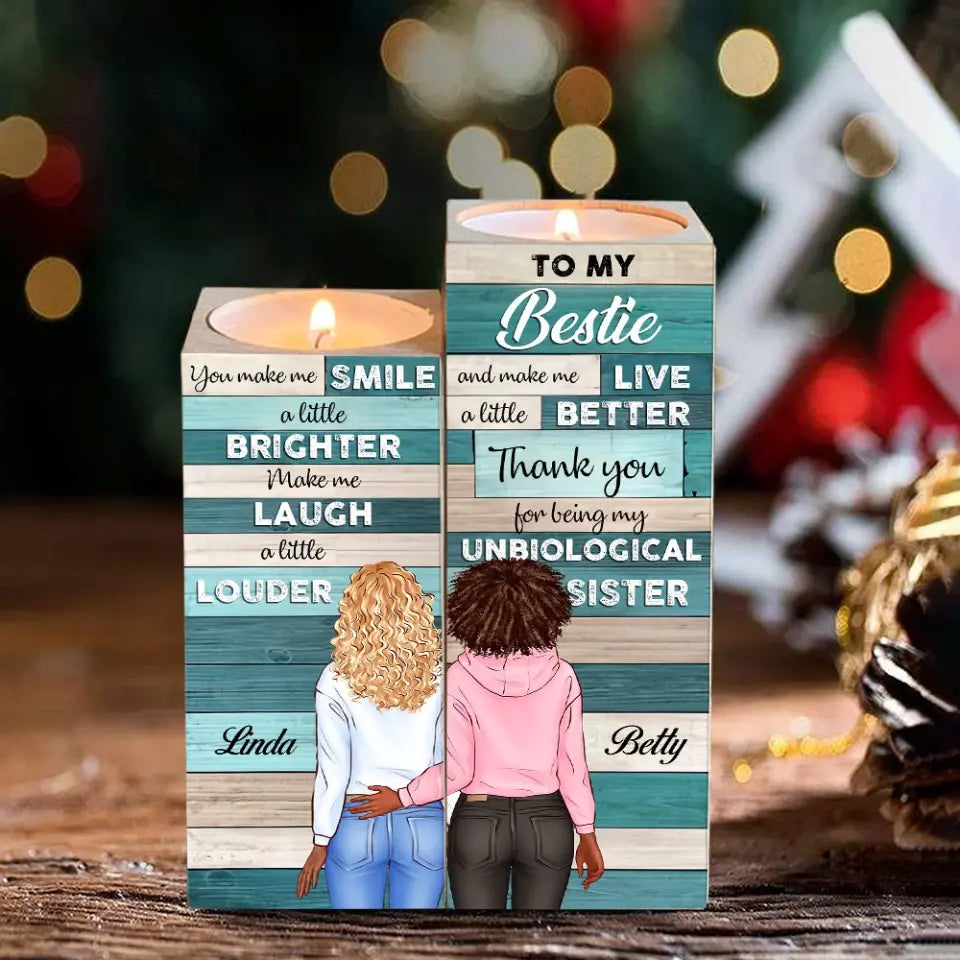 You Make Me Smile - Personalized Wooden Candle Holder - Best Gift For Bestie Friends