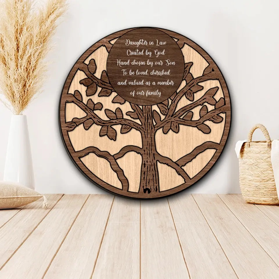 Daughter In Law Ceated By God Hand Chosen By Our Son Custom Art Piece Wedding Gift