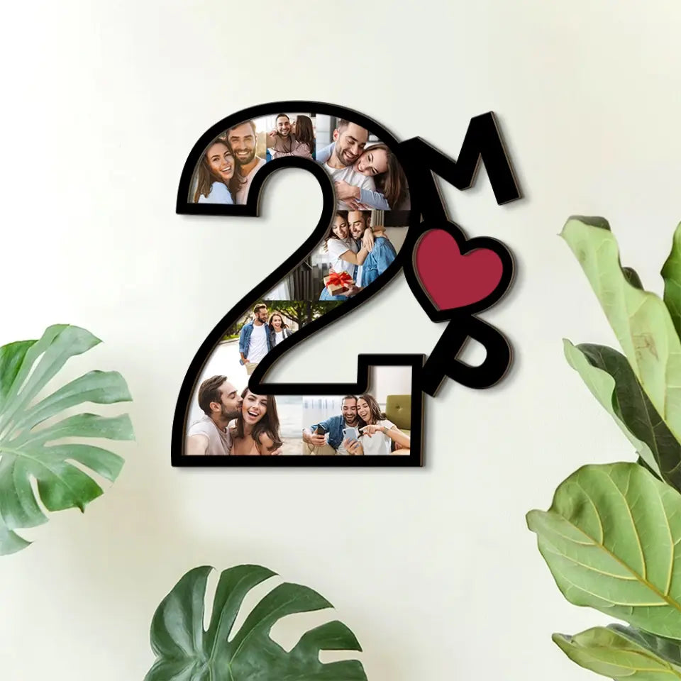 Couple Wooden Sign 2nd Anniversary Gift For Couple - 2 Years Of Anniversary Of Marriage Loving Custom Art Piece