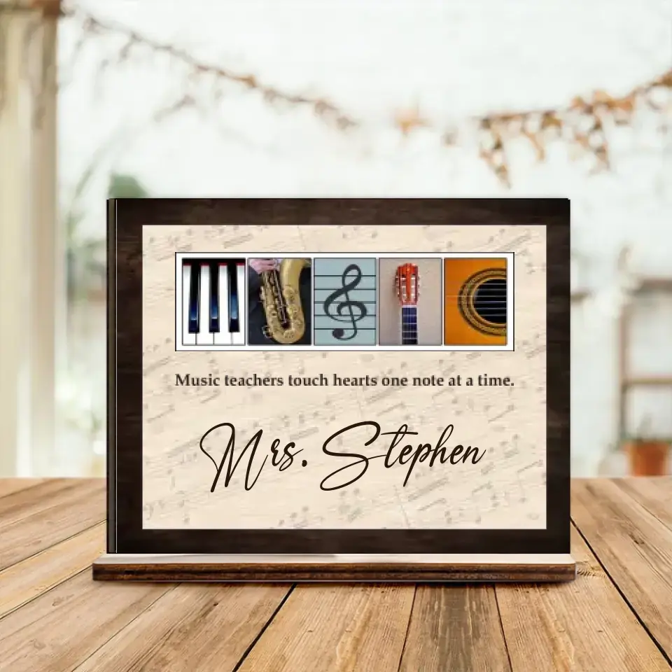 Music Teachers Touch Hearts One Note At A Time - Personalized Plaque - Anniversary Gift For Music Teacher