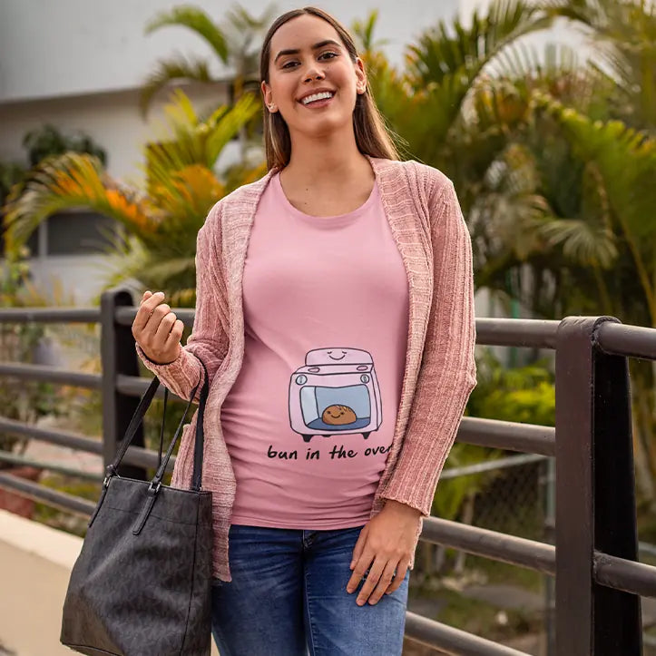 Bun In The Oven - Funny Crew Neck Sweatshirt - Tshirt For Pregnant Mom | 305IHPNPTS615