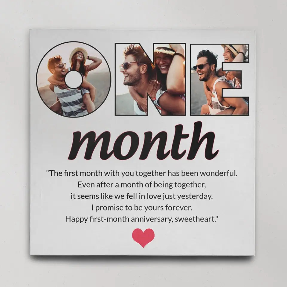 The First Month With You Together Has Been Wonderful - Personalized Canvas - 1 Month Anniversary Gift For Couple