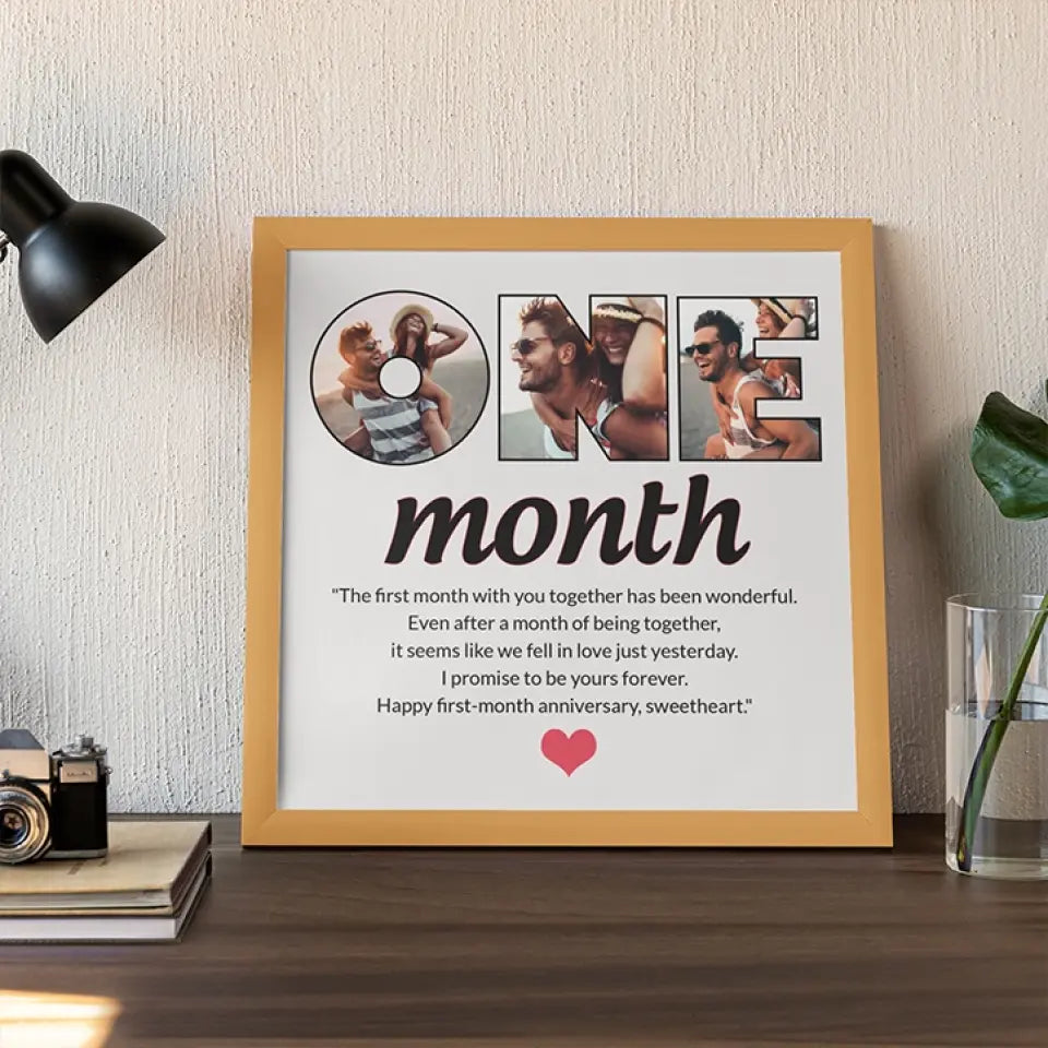 The First Month With You Together Has Been Wonderful - Personalized Canvas - 1 Month Anniversary Gift For Couple