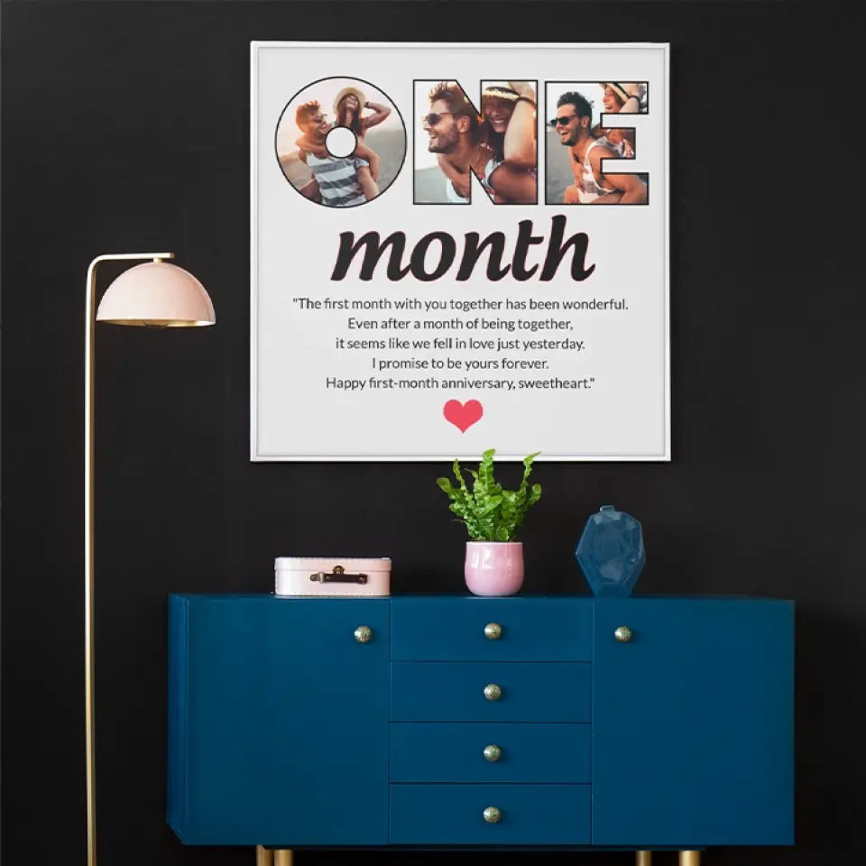 The First Month With You Together Has Been Wonderful - Personalized Canvas - 1 Month Anniversary Gift For Couple