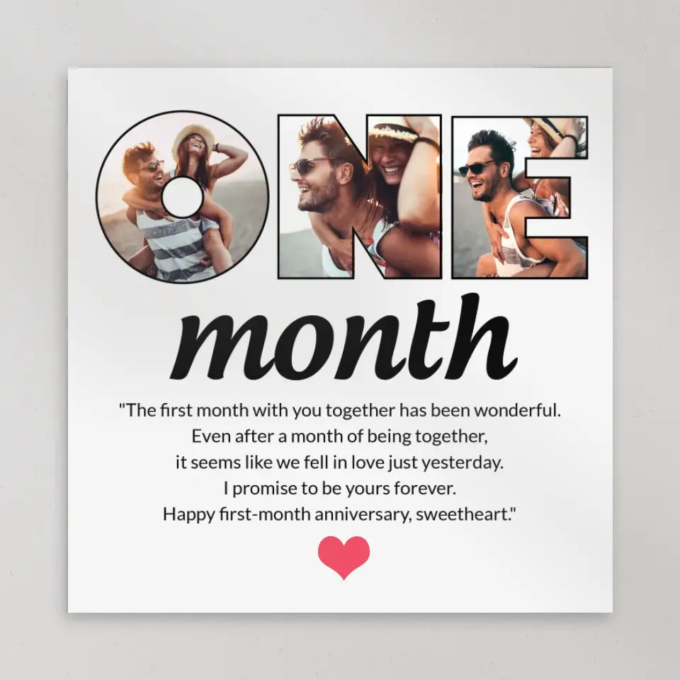 The First Month With You Together Has Been Wonderful - Personalized Canvas - 1 Month Anniversary Gift For Couple