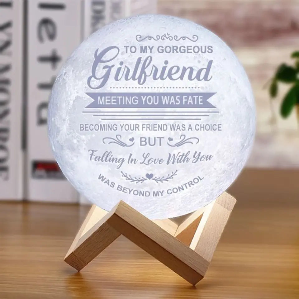 Falling In Love With You Was Beyond My Control - Personalized 3D Moon Lamp - Gift For Girlfriend