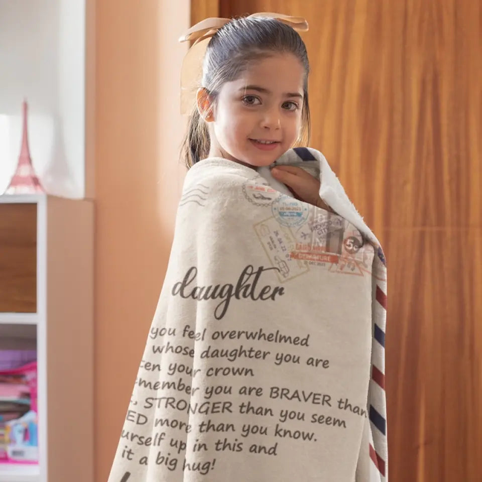 Whenever You Feel Overwhelmed Wrap Yourself Up - Personalized Fleece Blanket - Encouraging Gift for Daughter from Mom