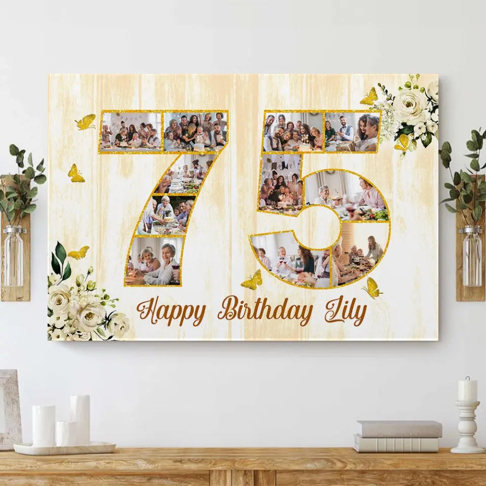 Happy Birthday 50 60 65 70 80 100 Custom Canvas Poster Birthday Gift For Parents Grandparents