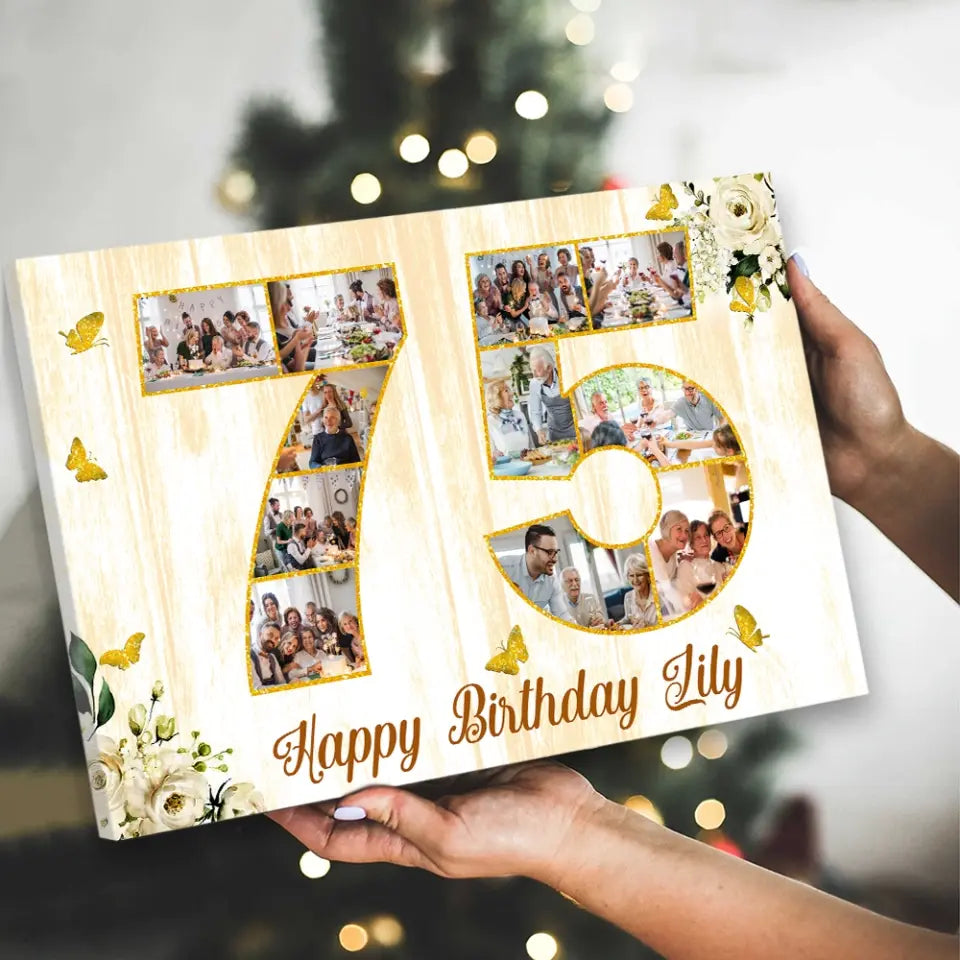 Happy Birthday 50 60 65 70 80 100 Custom Canvas Poster Birthday Gift For Parents Grandparents