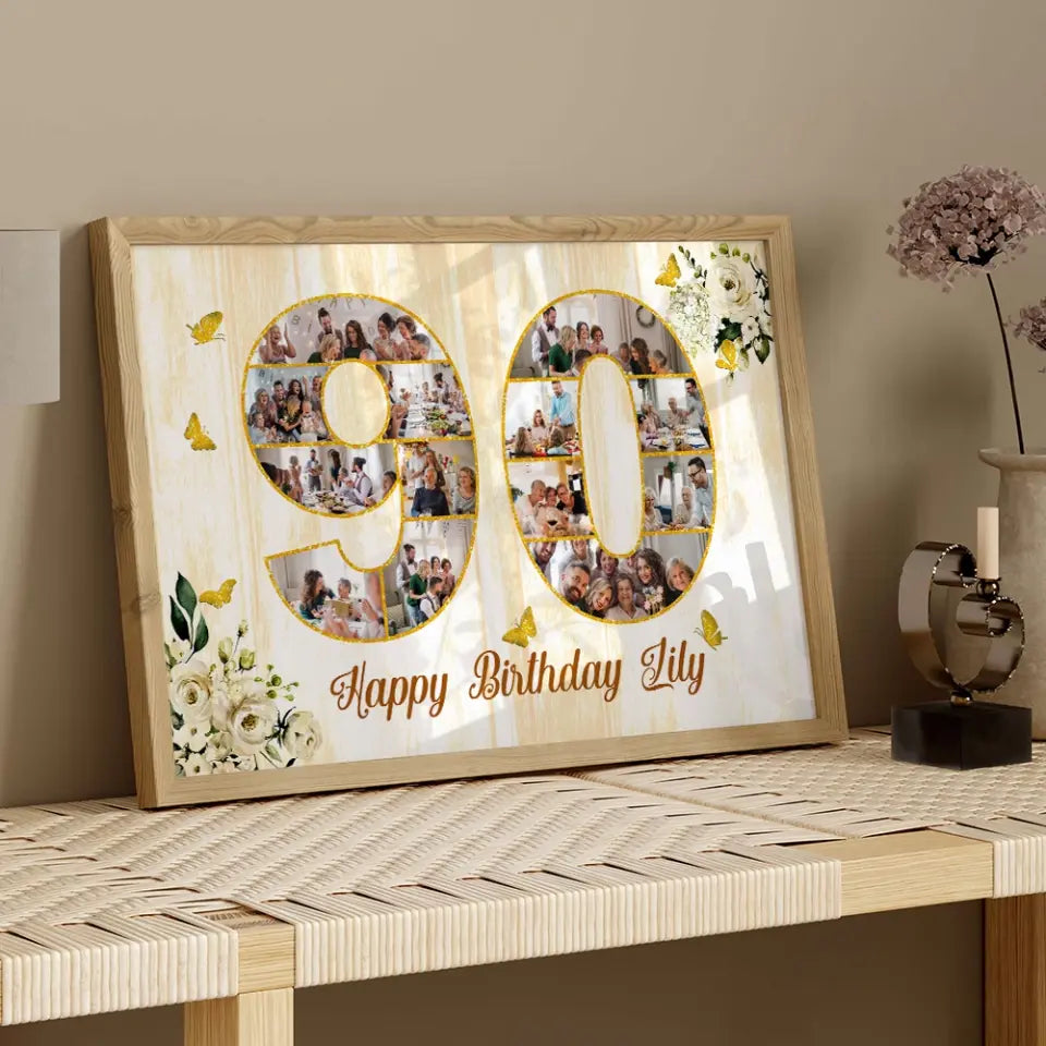 Happy Birthday 50 60 65 70 80 100 Custom Canvas Poster Birthday Gift For Parents Grandparents
