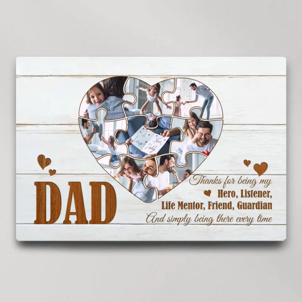 Dad Thanks For Being My Hero - Custom Canvas Poster - Father's Day Gifts