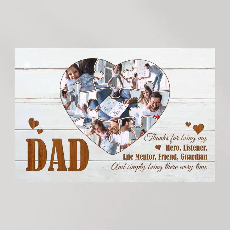 Dad Thanks For Being My Hero - Custom Canvas Poster - Father's Day Gifts
