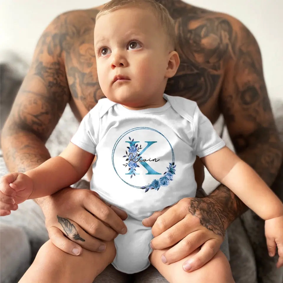 Flower Monogram Custom Babysuit Newborn Mother Gift