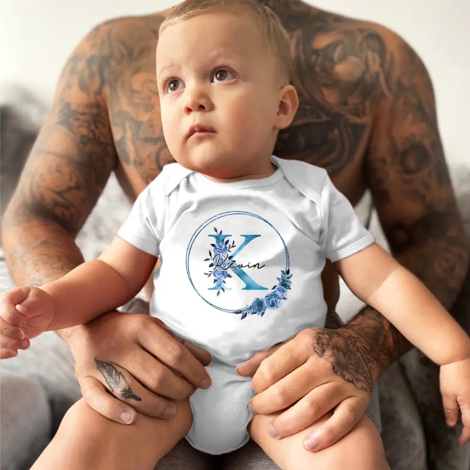 Flower Monogram Custom Babysuit Newborn Mother Gift