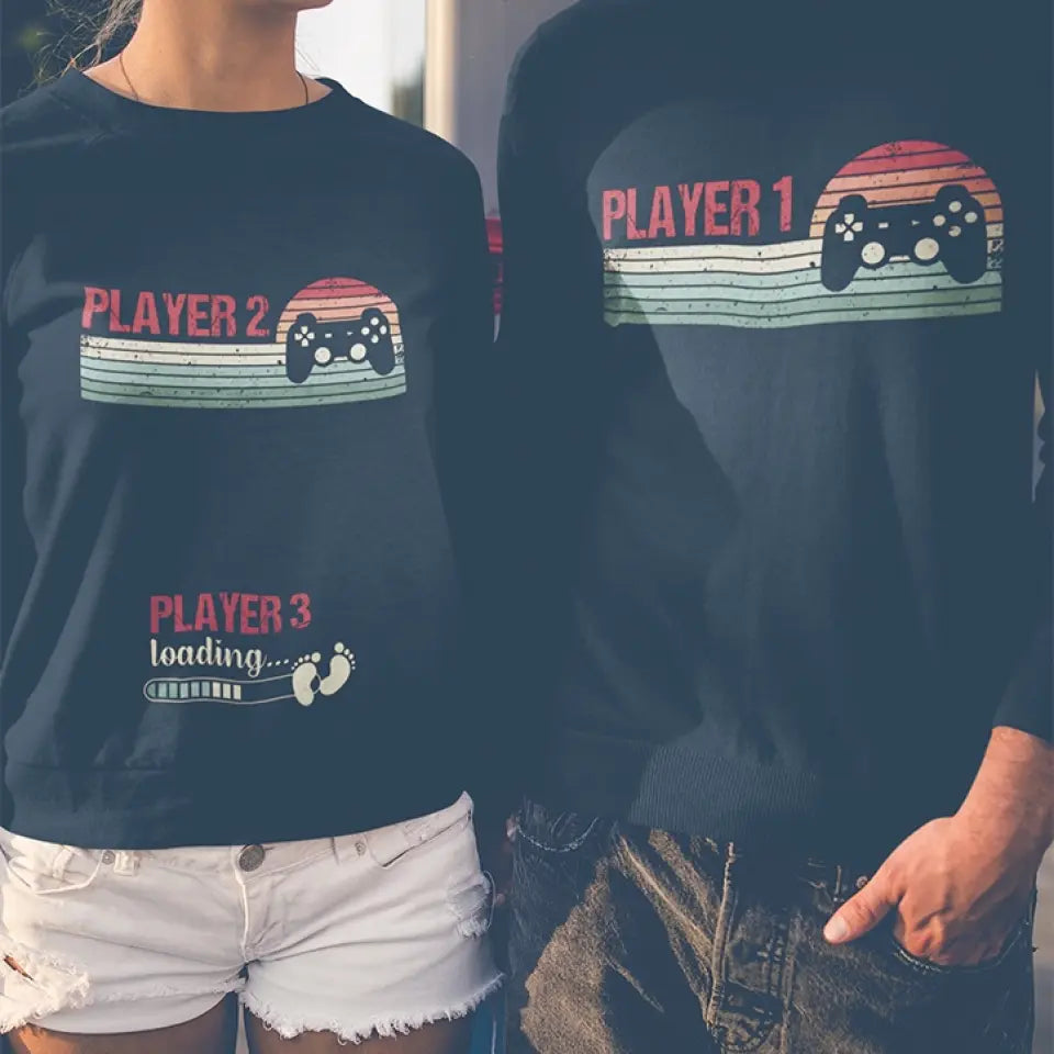 Pregnancy Announcement T-shirt, Funny Player 1 Player 2 Player 3 Matching Outfit | 306IHPLNTS716