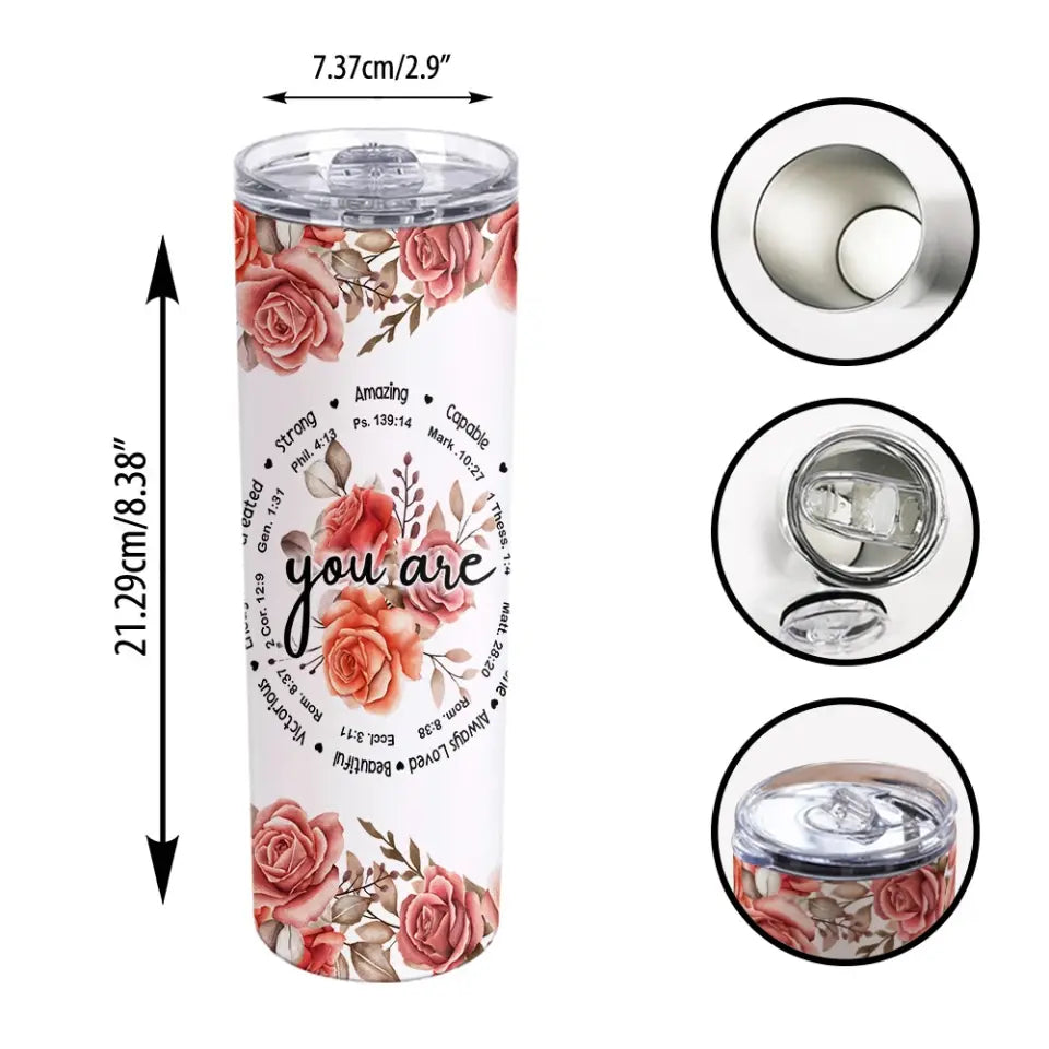 You Are Amazing Strong Capable - Custom Name Skinny Tumbler - Gift For Children Her | 306IHPLNTU656