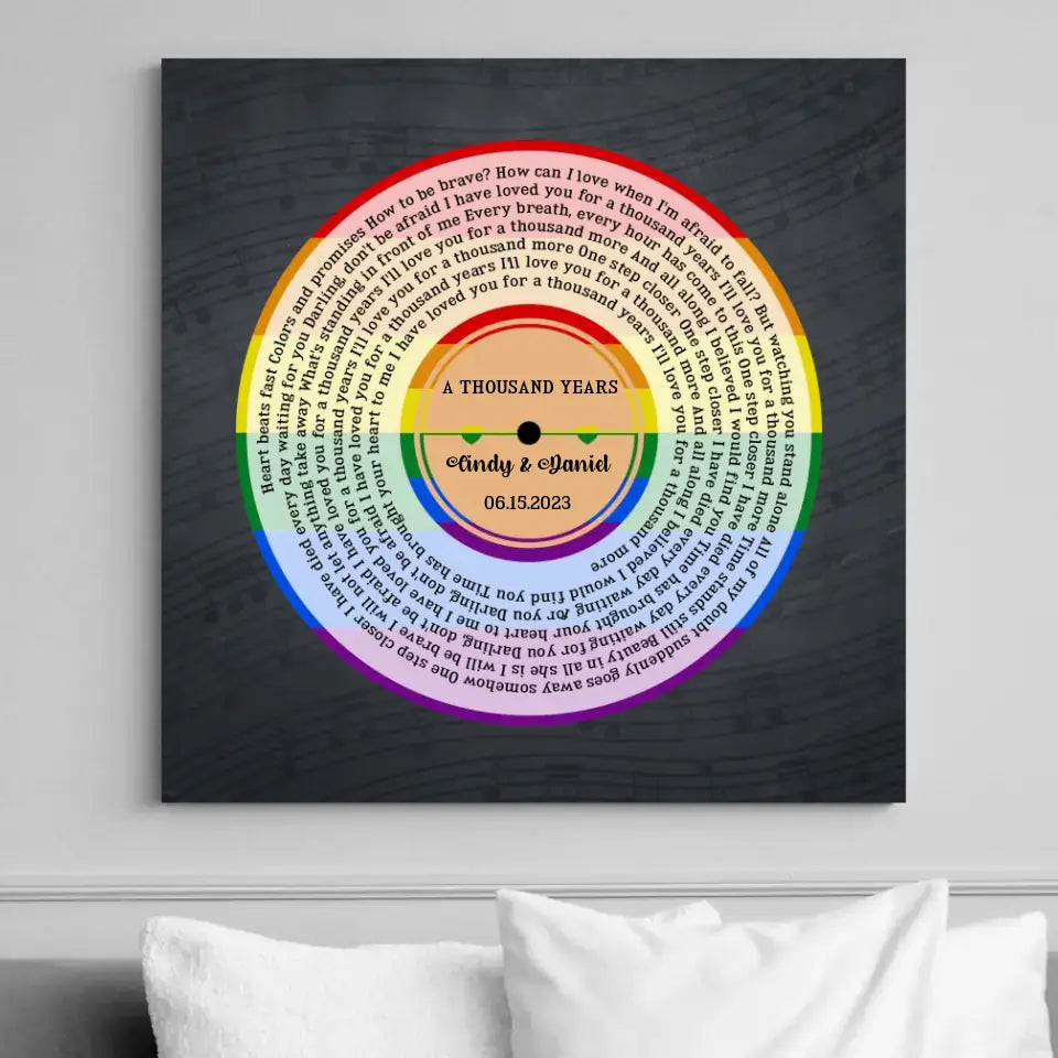 LGBT Pride - Custom Song & Lyrics - Square Canvas Poster - Wedding Anniversary Gift For Gay Lesbian Couples