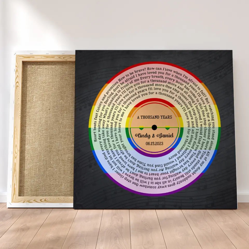 LGBT Pride - Custom Song & Lyrics - Square Canvas Poster - Wedding Anniversary Gift For Gay Lesbian Couples