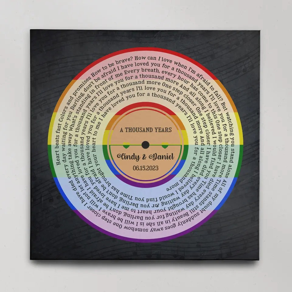 LGBT Pride - Custom Song & Lyrics - Square Canvas Poster - Wedding Anniversary Gift For Gay Lesbian Couples